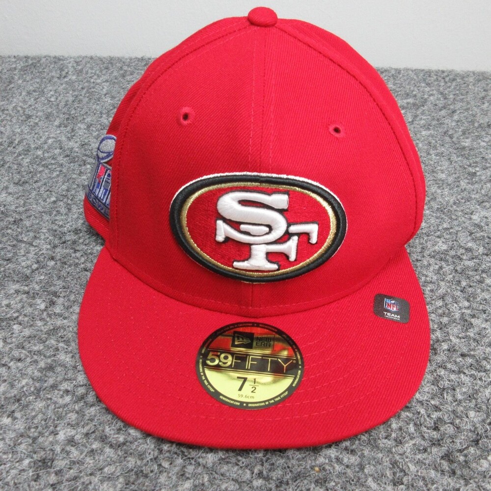 San Francisco 49ers Hat Cap Fitted Mens 7 1/2 Red NFL Football SuperBowl New Era